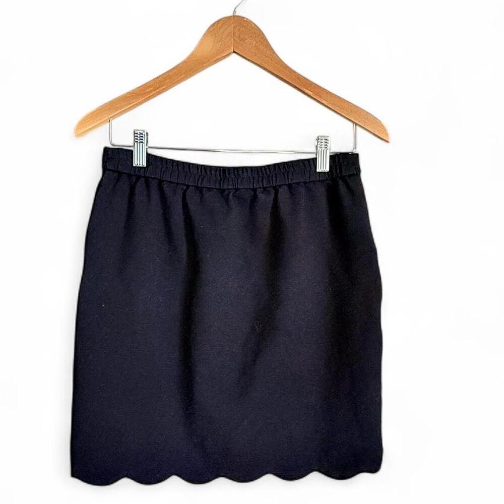 Skies Are Blue Black Scallop Hem Mini Skirt Size M